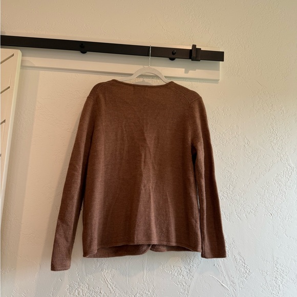 Rachel Zoe Brown Cardigan 100% Merino Wool with Gold Buttons Size Medium - Picture 2 of 5